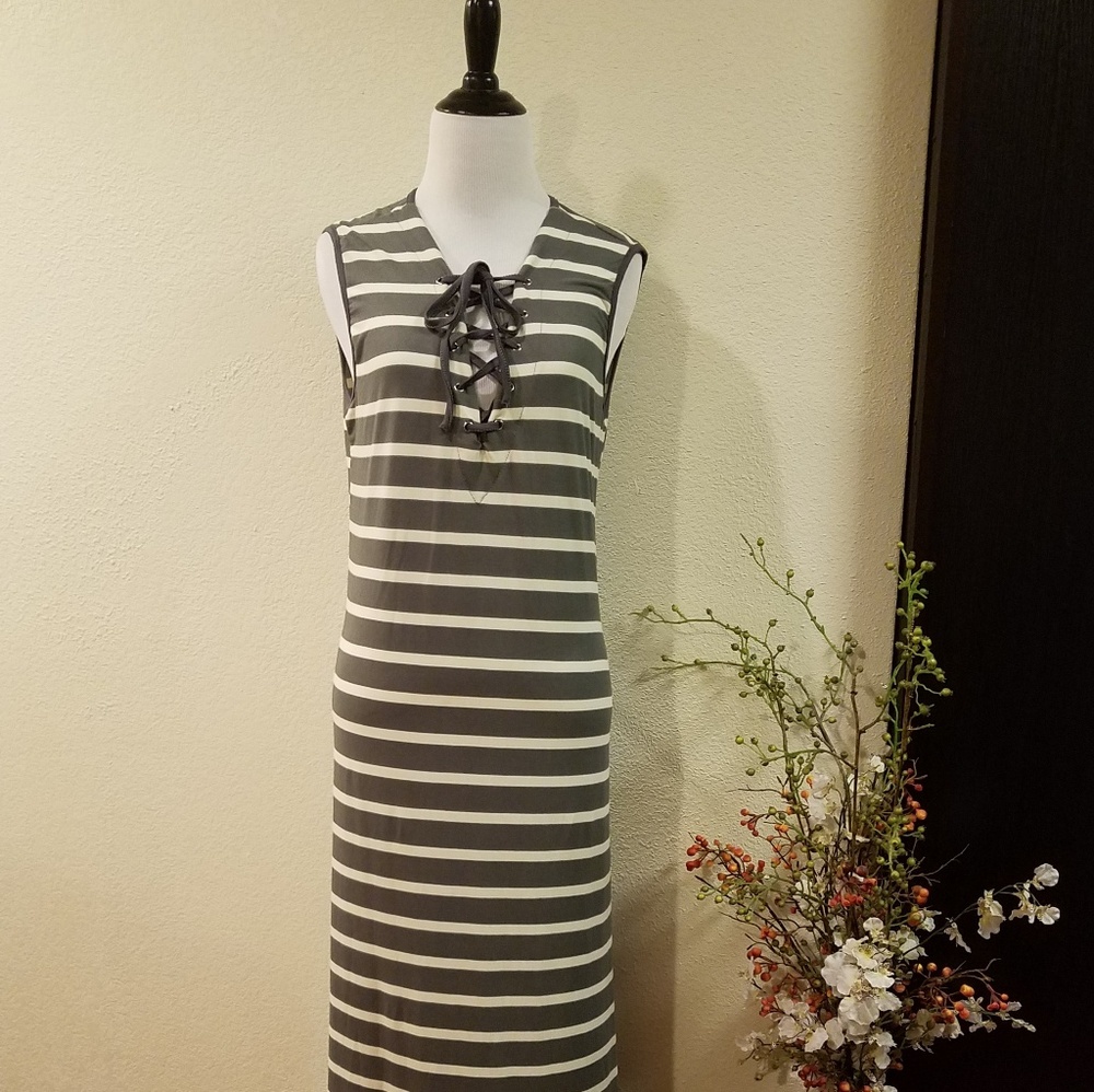 Beach byExist Stripped Long Maxi Dress Medium